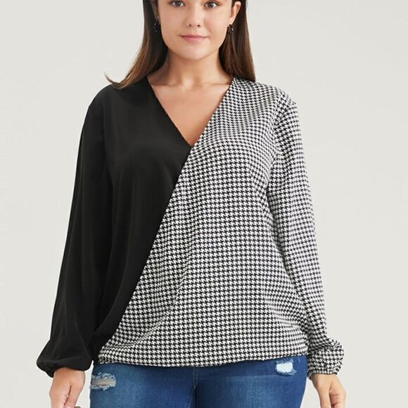 BloomChic Hounds Tooth Long Sleeve Shirt Sz 14 - Picture 1 of 7